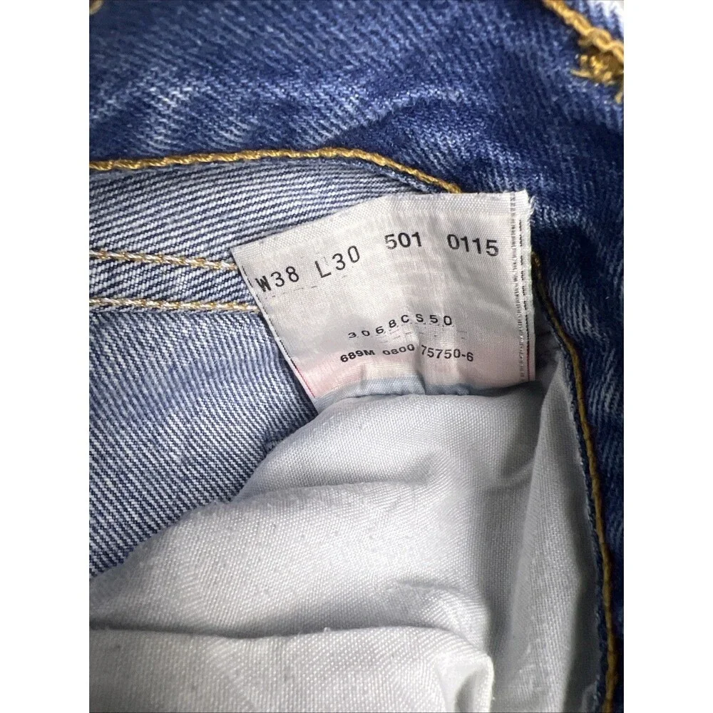 Levi’s 501 Jeans Mens 38x30 Blue Button Fly Straight Leg WPL 423 Vintage Denim